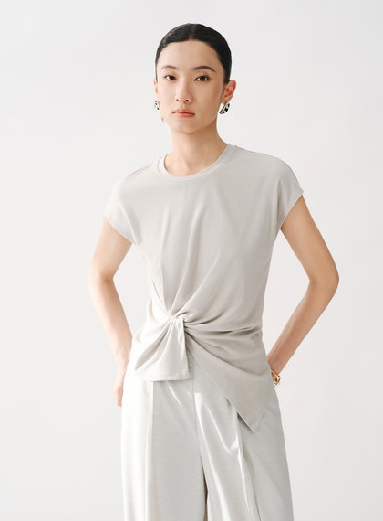 不對稱扭結短袖