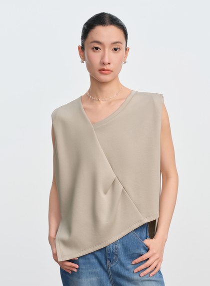 空氣層不對稱下擺無袖上衣