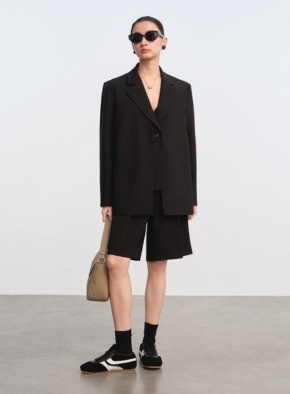 經典假兩件開襟西裝外套