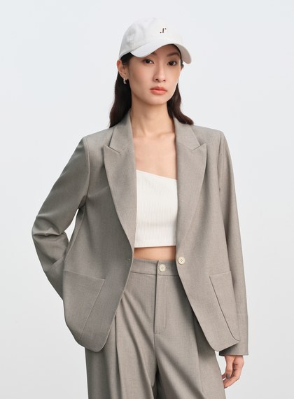 簡約劍領亞麻西裝外套