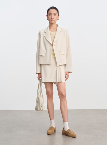 經典不對稱短版西裝外套