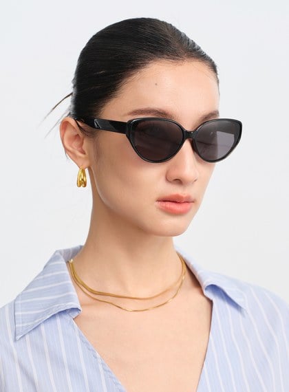 率性輕量橢圓框墨鏡