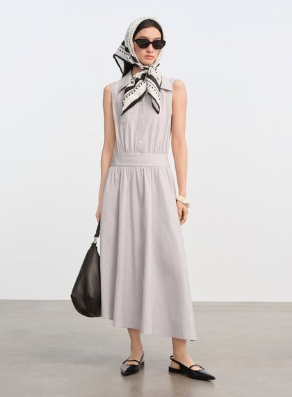 DISNEY｜黑白波點真絲方巾