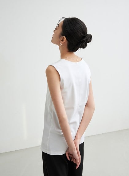 圓領刺繡無袖背心