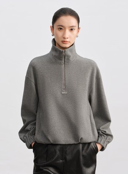 特殊紋理半拉鍊休閒衛衣