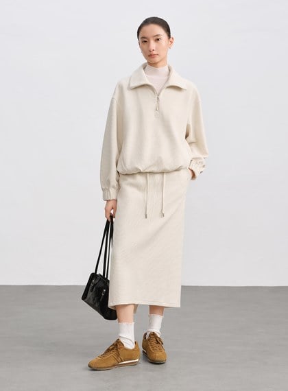 特殊紋理半拉鍊休閒衛衣